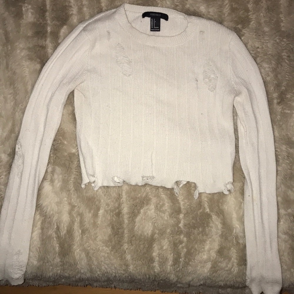 Distressed Cropped Sweater